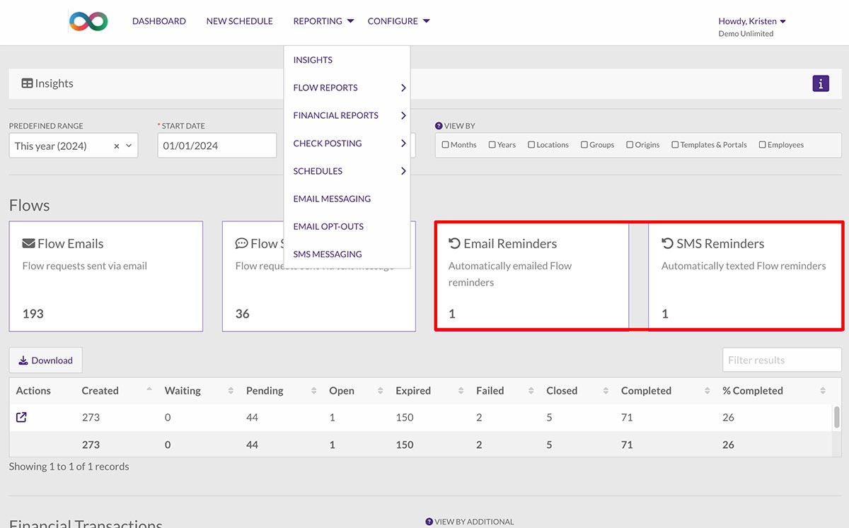 Flow Automated Reminders - Insights Report example