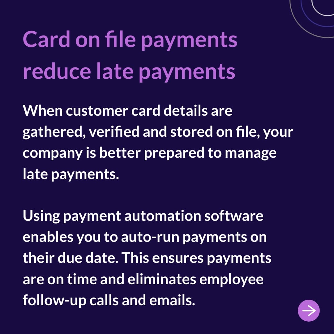 Card on file payments reduce late payments