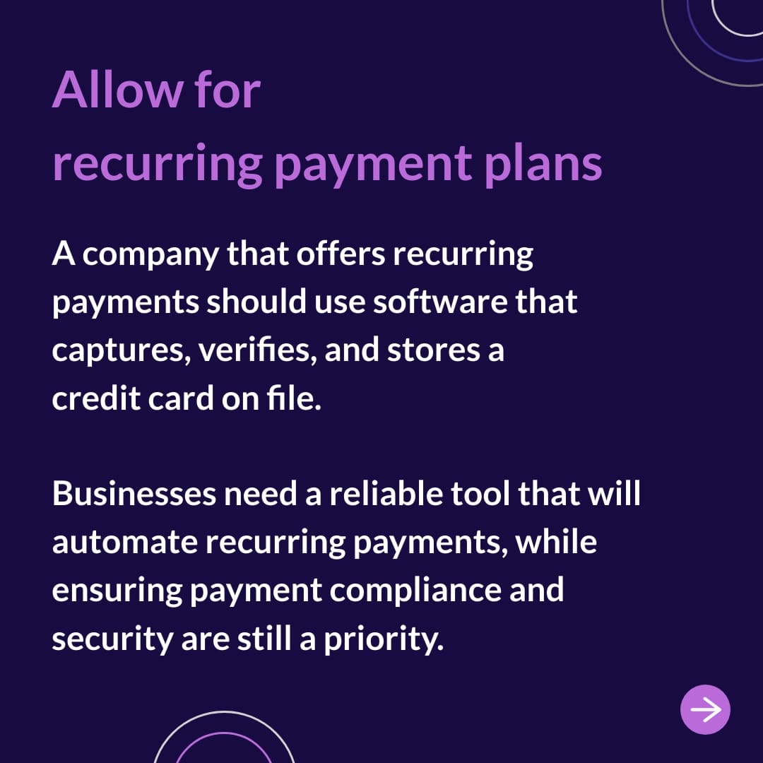 Allow for recurring payment plans