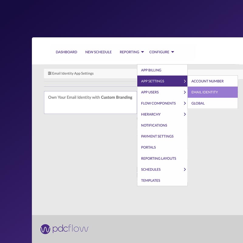 PDCflow Custom Branding - Configure Email Identity